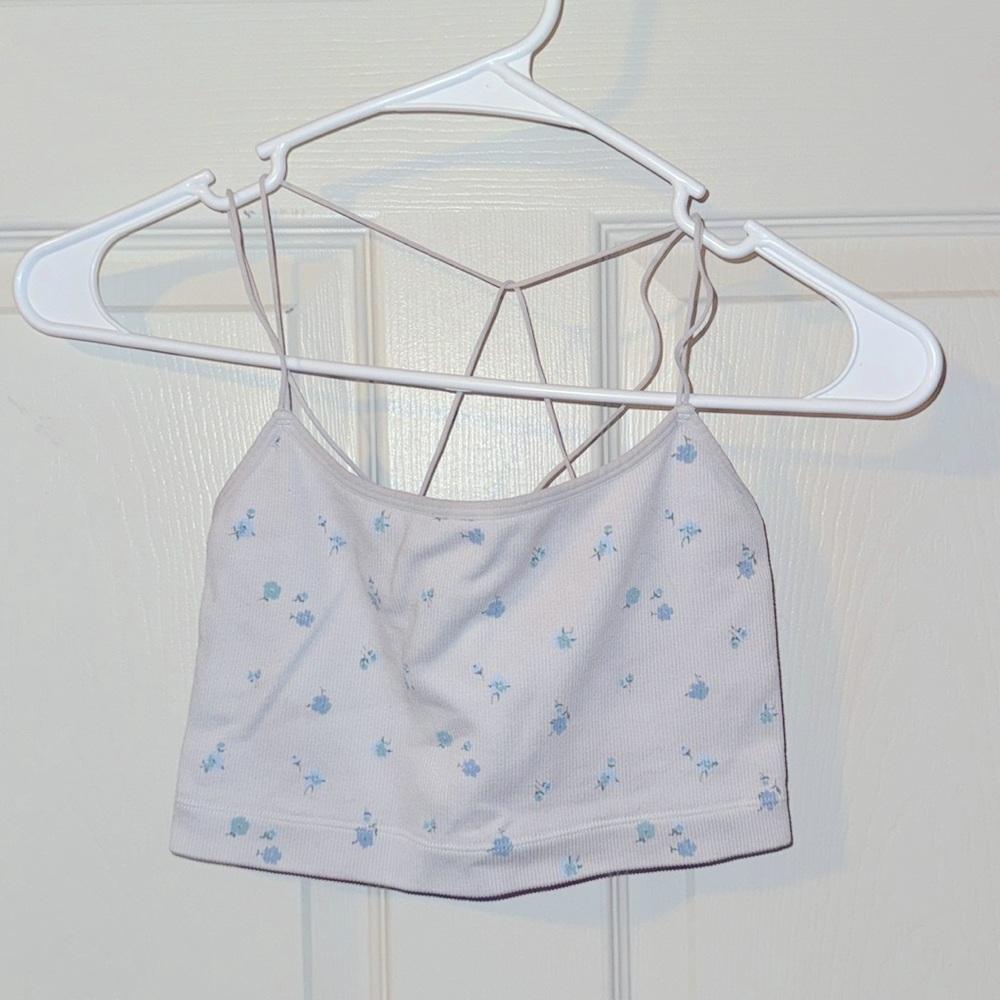 gilly hicks white flowered bralette size sm